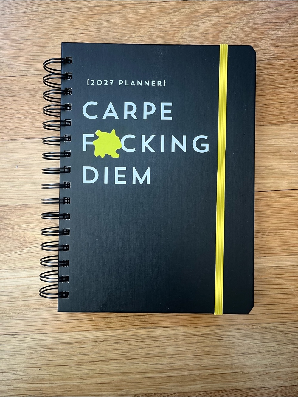 Carpe F*cking Diem 2027 Planner – Black with Yellow Elastic